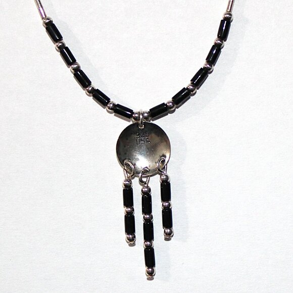 Vintage Sterling Silver Beaded Concho Necklace - Picture 3 of 7